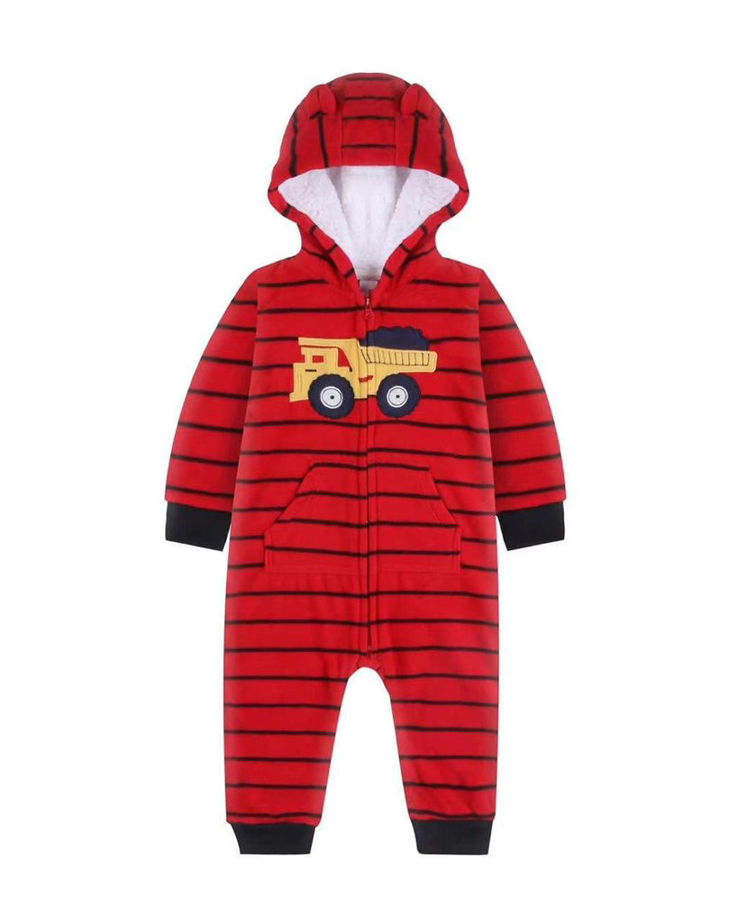 Striped Truck Fleece Sleepsuit