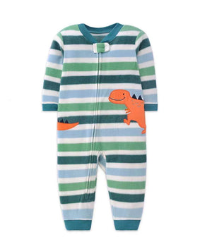 Striped Dino Fleece Sleepsuit