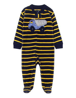 Striped Truck Fleece Sleepsuit