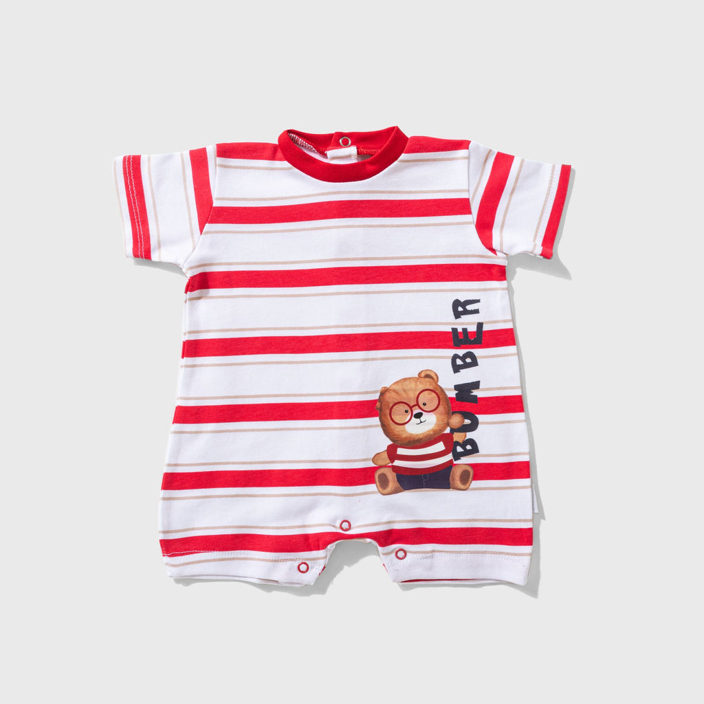 Striped Bear Snap Up Romper