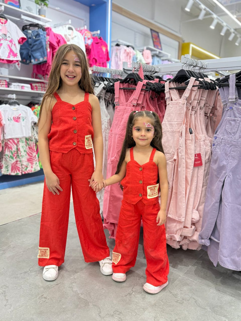 Denim Bretelle Pant Set