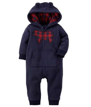 Checks Bear Fleece Sleepsuit